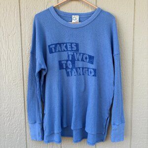 OFFLINE by Aerie Wow Waffle Knit Top Women's Medium Blue Lion Oversized Comfort